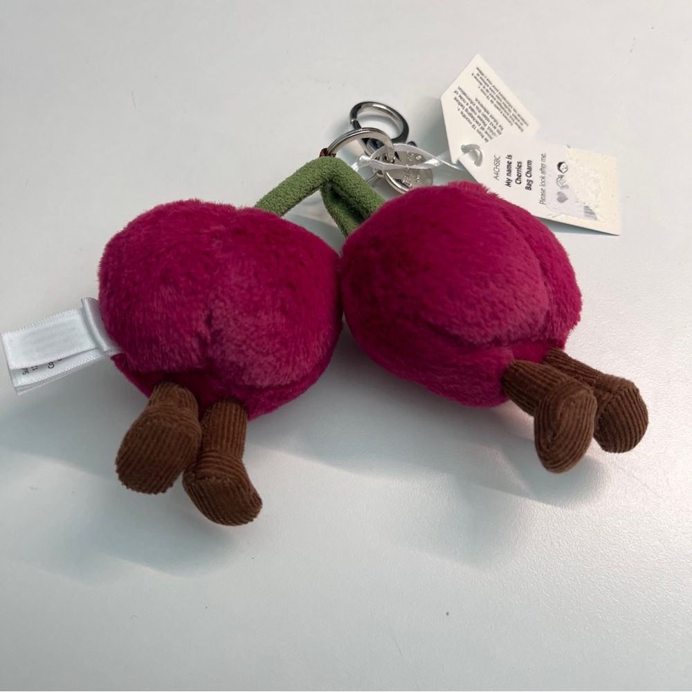BNWT RARE Jellycat Amuseables Cherries Bag Charm Plush Accessory Fruit Keychain - Picture 6 of 6